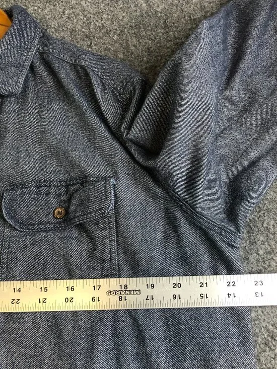 Carbon 2 Cobalt Shirt Mens Large Blue Cotton Yak Chest Flap Pockets Button - Picture 6 of 9